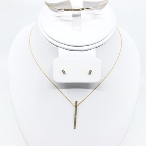 gold tone set • dainty necklace bracelet earrings trio set